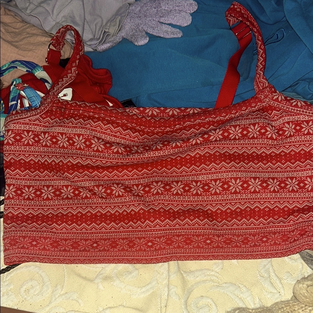Red Patterned Crop Top